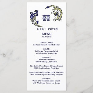 Menu de Casamento Chinês Moderno Dragão-Phoenix