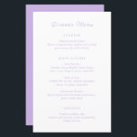 Menu de Casamento Clássico do eterno Lilac<br><div class="desc">Menus de casamento clássicos,  com design simples,  mas elegante,  com fontes serif e script.</div>