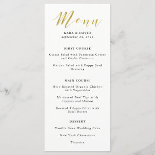 Menu de Casamento Clássico Dourado Glamorous Faux