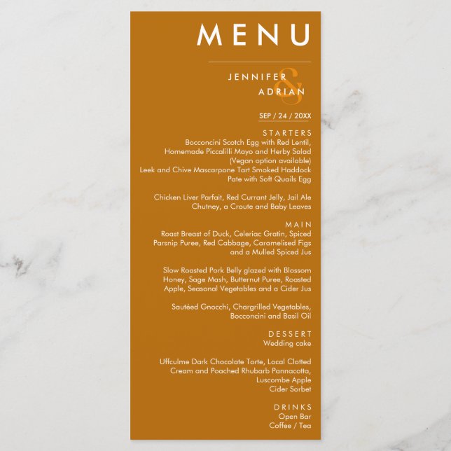 Menu de Casamento Clássico Elegante (Verso)