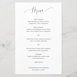 Menu de Casamento Clássico Simples e Elegante