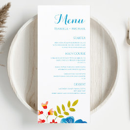 Menu de Casamento Colorido de Cores de Água de Flo