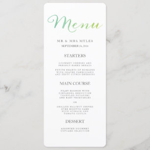 Menu de Casamento com Aquarela de Amor Puro / Lim