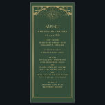 Menu de Casamento com Cartão Tarot Verde Dourado S<br><div class="desc">Design de casamento elegante e moderno inspirado num cartão de tarô. Design não é folha de papel real. Você pode personalizar isso ainda mais clicando no botão "PERSONALIZAR". Correspondência de Itens em nosso compro para um tema completo de festa.</div>