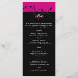 Menu de Casamento com Filigres Florais Fuchsia e P