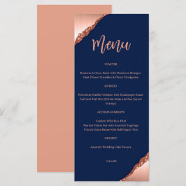Menu de Casamento com Glitter Azul e Coral