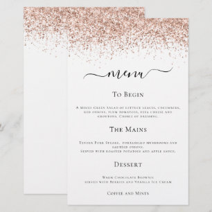 Menu de Casamento com Largura Dourada do Rosa Mode