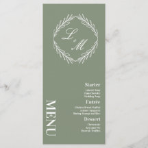 Menu de Casamento com Letra Elegante e Galho Monog