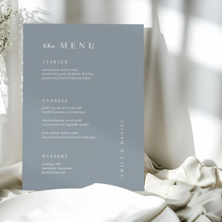 MENU de Casamento com pasta azul mínima