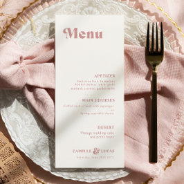 Menu de Casamento com Rosa de Poeira Retro Dusty