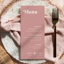 Menu de Casamento com Rosa de Poeira Retro Dusty