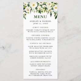 Menu de Casamento com Verde Floral Branco de Aquar