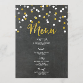 Menu de Casamento Confetti do Quadro Silver Dourad