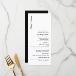 Menu de Casamento Contemporâneo Preto e Branco