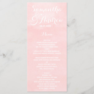 Menu de casamento cor-de-água rosa com cor-de-rosa