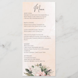 Menu de Casamento Cor-de-Rosa Blush Floral