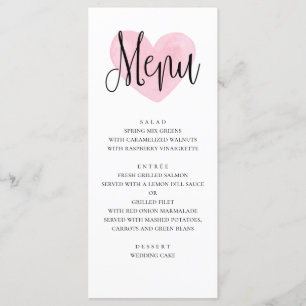 Menu de casamento cor-de-rosa. Janta moderna român