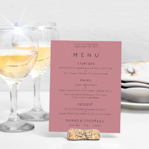 Menu de Casamento Cor-de-Rosa Rosa com Texto Simpl