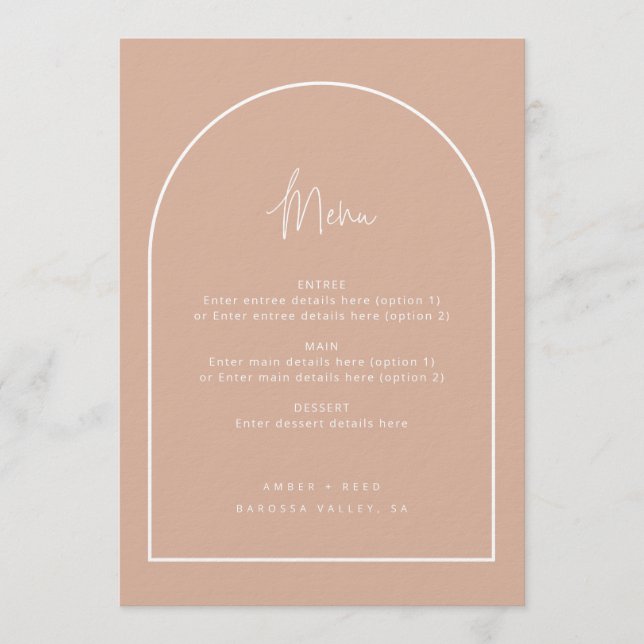 Menu de Casamento Cor-de-Rosa Rosa Mínimo do Scrip (Frente)