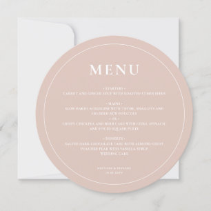 Menu de Casamento Cor-de-Rosa Simples, com Vintage