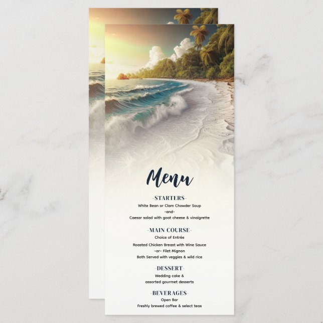 Menu de Casamento Costeiro Russo do Sunset Beach P (Frente/Verso)