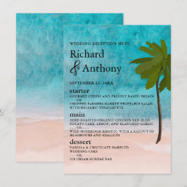 Menu de Casamento da Árvore de Palma de Ocean Beac