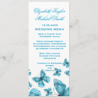 Menu de Casamento da Borboleta Azul-Elegante de Lu