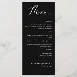 Menu de Casamento da Caligrafia Branca e Preta Ele