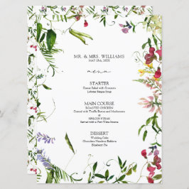 Menu de Casamento da Caligrafia de Verão Moderno