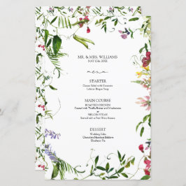 Menu de Casamento da Caligrafia de Verão Moderno