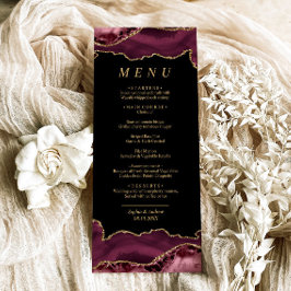 Menu de Casamento da Caligrafia Dourada Preta e Bo