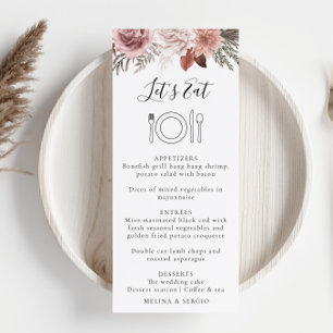 Menu de Casamento da Caligrafia Floral Dourada rus