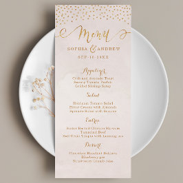 Menu de casamento da caligrafia rosa dourada brilh