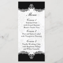 menu de casamento da cinza negra