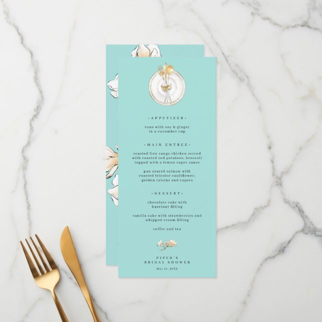 Menu de Casamento da Definição de Mesa Dourada Mag (Frente/Verso In Situ)