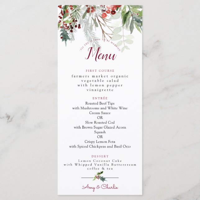 Menu de Casamento da Época de Natal 2 (Frente)