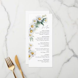 Menu de casamento da flor da margarida de verão