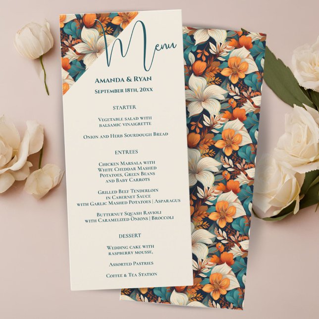 Menu de Casamento da Flor Tropical Elegante (Criador carregado)