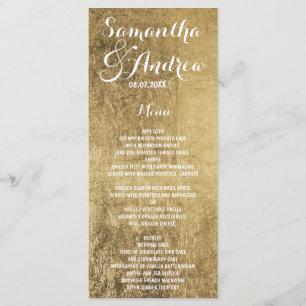 Menu de casamento da folha de ouro luxuosa