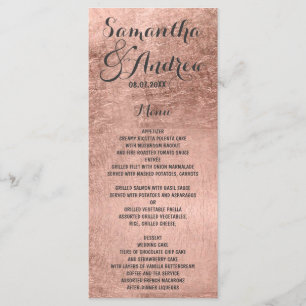 Menu de casamento da folha rosa de ouro do luxo 2