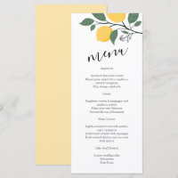 Menu de Casamento da Folhagem Moderna de Lemon