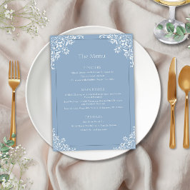 Menu de Casamento da Frame de Vintagem Azul Elegan