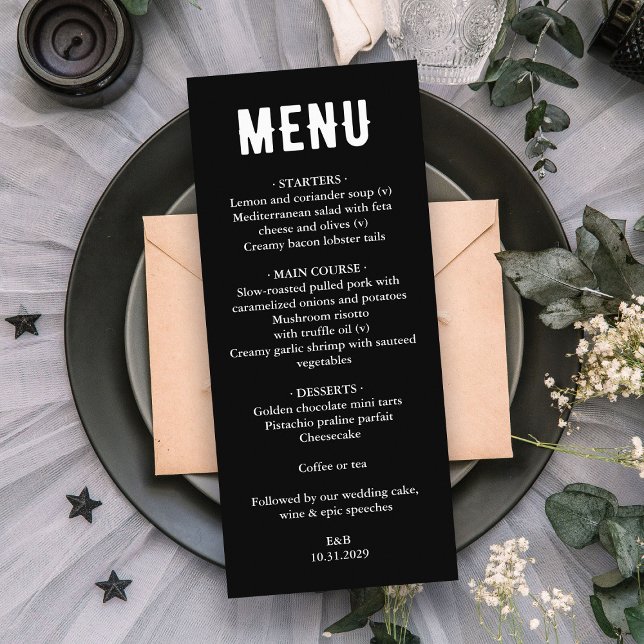 Menu de Casamento da Morte de Til Negro (Black Til Death Wedding Menu
)