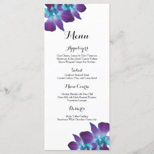 Menu de Casamento da Orquídea de Dendrobium Azul
