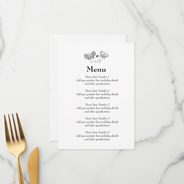 Menu de casamento da primavera com o elegante logo (Frente/Verso In Situ)