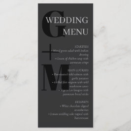Menu de Casamento da Tipografia do Carvão Elegante
