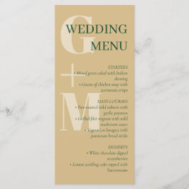 Menu de Casamento da Tipografia Verde e Tan