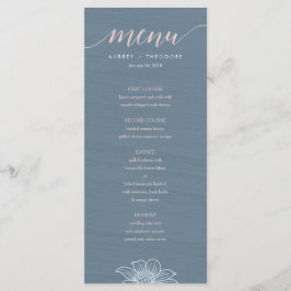 Menu de Casamento das Flores Azuis e Escamoteadas 