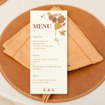 Menu de casamento das flores d'água