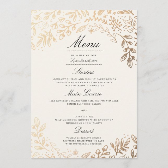 Menu de Casamento das Flores de Colheita (Frente)